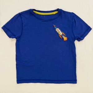 Mini Boden Tee Boys 3-4 Y Girls Rocketship Superstitch T-Shirt Cotton Blue Fall